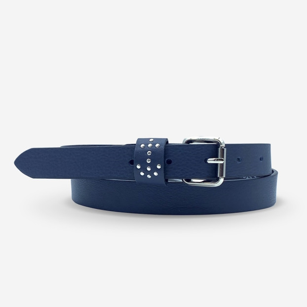 CEINTURE CUIR DE VACHETTE FEMME-LARGEUR 25MM 600 bleu