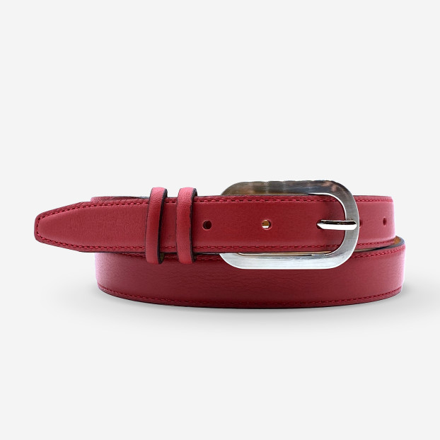 CEINTURE CUIR DE VACHETTE FEMME-LARGEUR 25MM 500 rouge