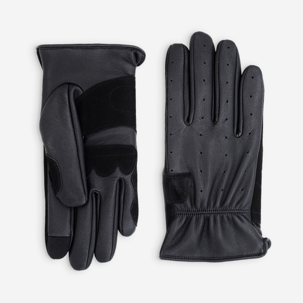 GANTS CUIR CHÈVRE MOTO HOMME-DOUBLURE EXTRA SOFT-HOMOLOGUÉS CLASSE 1 Noir