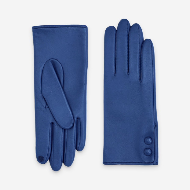 GANTS CUIR AGNEAU-100% SOIE-TACTILE-21503SN 425 blue peony
