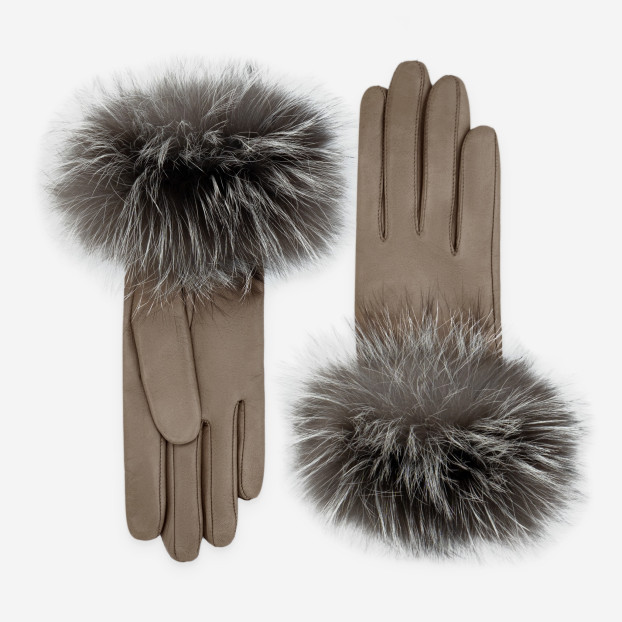 GANTS CUIR AGNEAU-100% SOIE-21262SN Stone
