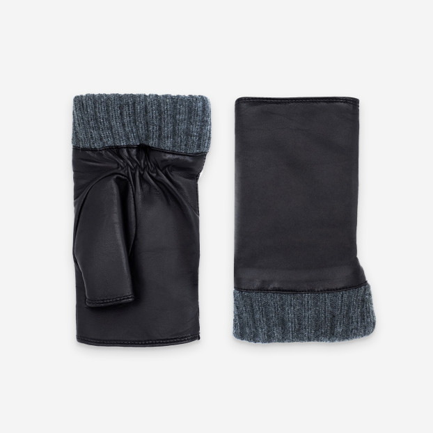 MITAINES CUIR AGNEAU-100% POLYESTER (BOA)-21541BA Noir