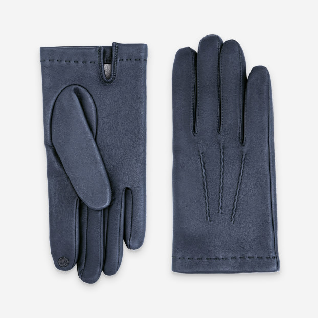 GANTS CUIR AGNEAU-100% SOIE-TACTILE-22027ST Aluminium