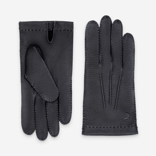 GANTS CUIR CERF-NON DOUBLÉ-22101NF Noir