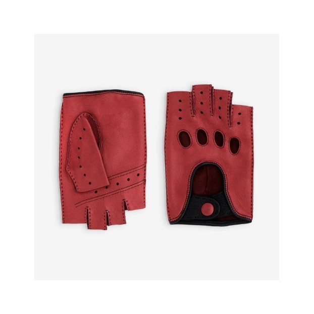 mitaine conduite cerf cousu main 602 rouge/noir